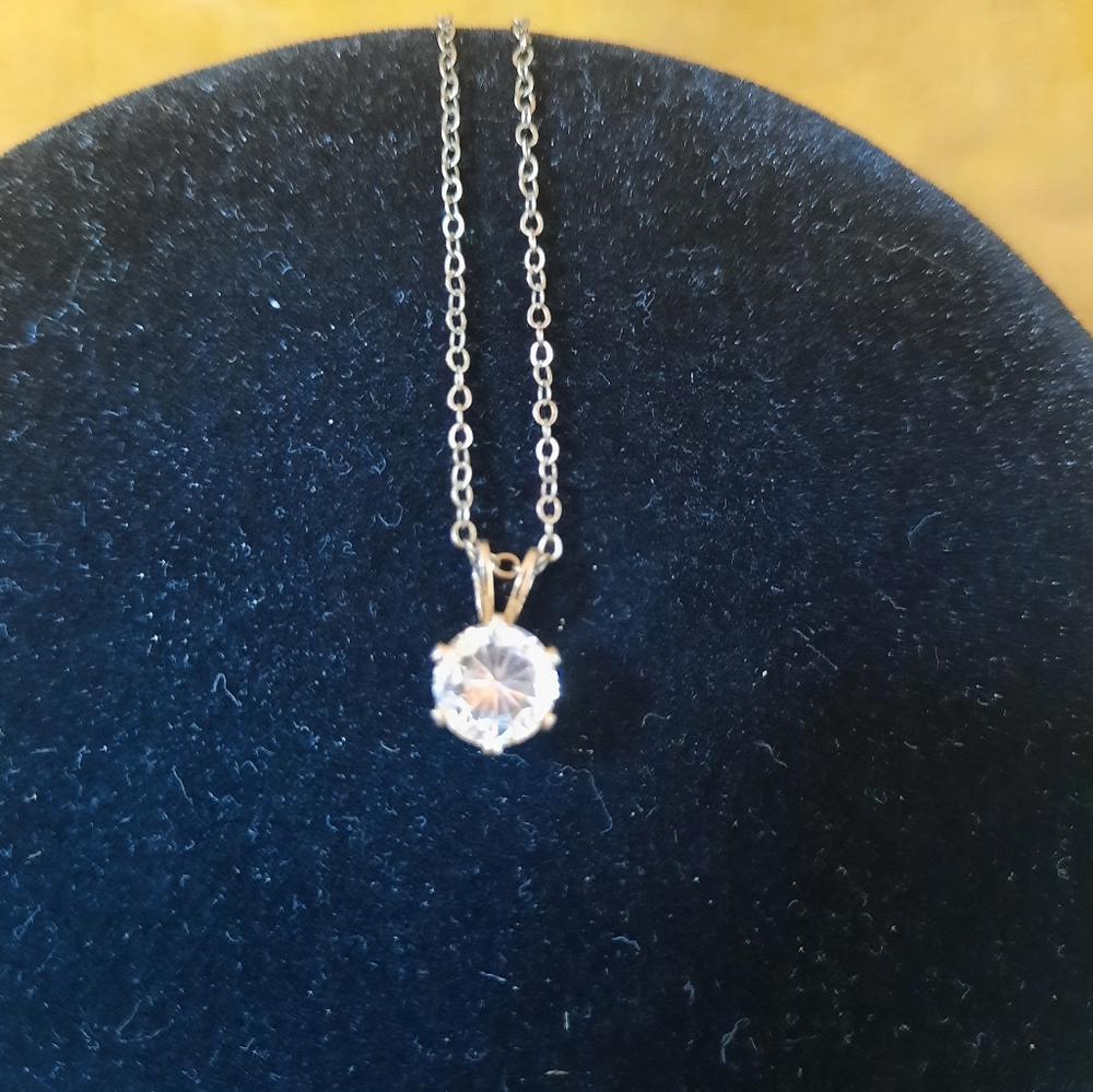 Faceted Cubic Zirconia Solitaire Necklace